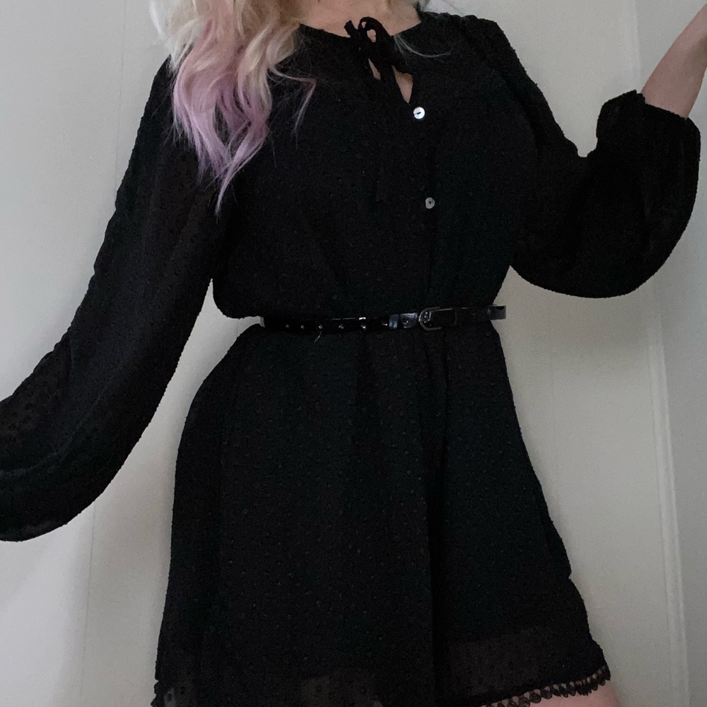 UO Semi-Sheer Black Dot Romper